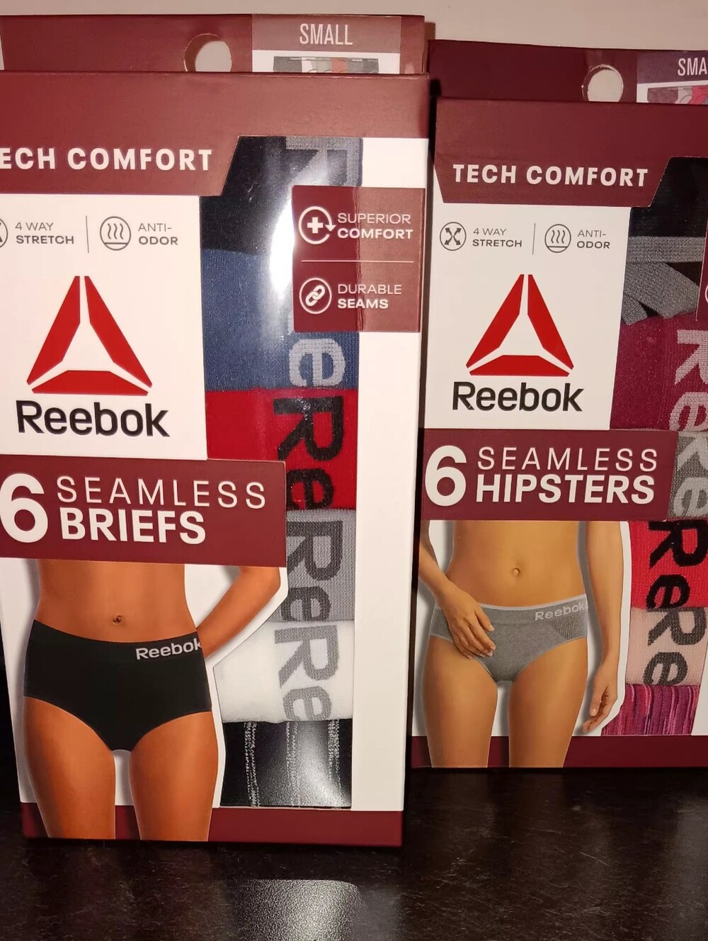 GET Both PACKS Reebok Seamless Briefs & Hipsters Pack - Black, Gray, Red